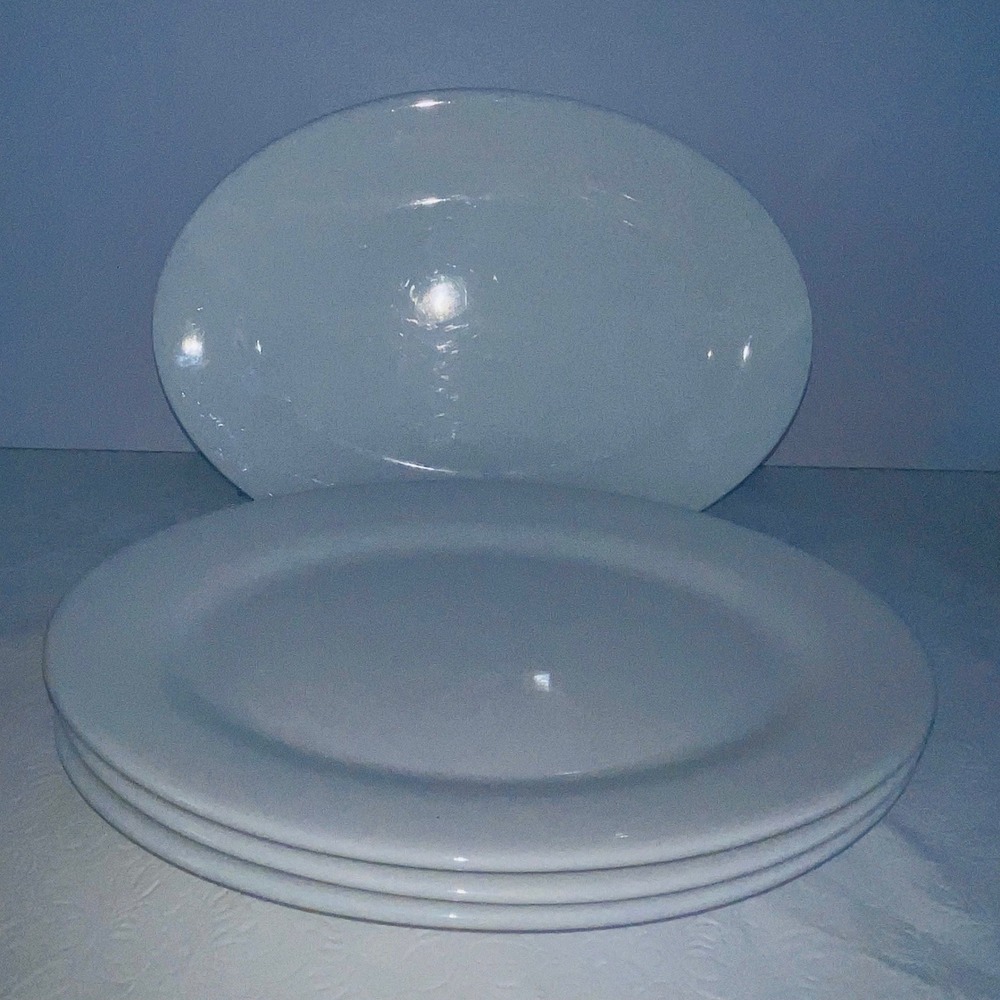 Set of 4 Williams-Sonoma White Oval Serving Platters Dishes 12" x 8.5" Classic